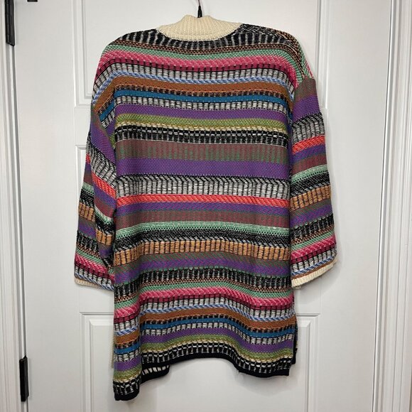 Anthropologie Maeve Ashbury Knit Cardigan Womens XS Multicolor Stripe Open Front - Picture 4 of 12